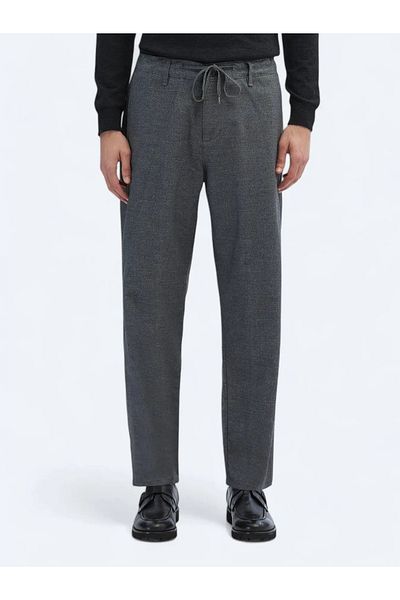 Kip Gray Patterned Woven Jogging Fit Casual Cotton Blended Pants