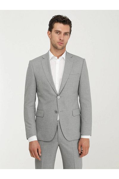 Kip Gray Striped Modern Fit Suit