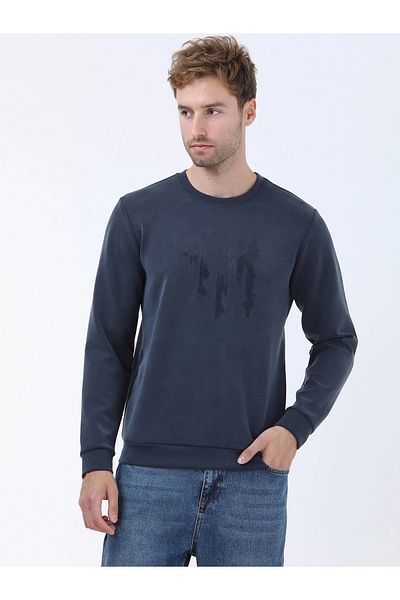 Kip Φούτερ με λαιμόκοψη Navy Blue με στάμπα
