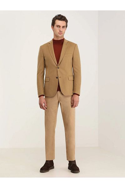 Kip Camel Hair Plain Modern Fit Wool Blend Jacket