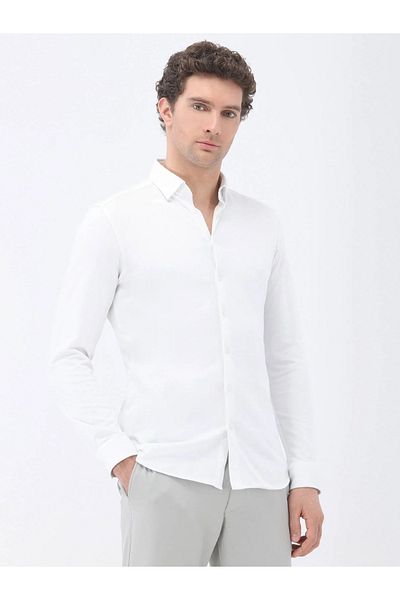 Kip Casual White Slim Fit 100% βαμβακερό πουκάμισο