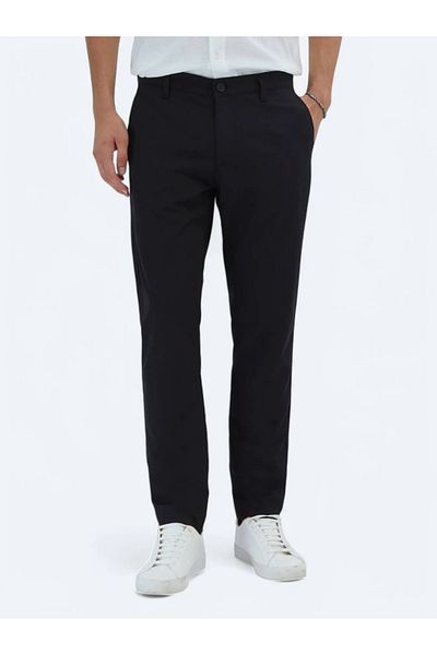 Kip Black Woven Casual Trousers