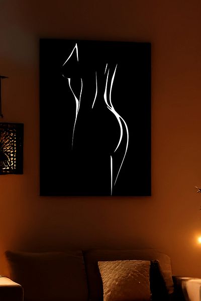 Angels Passion Minimalist Female Body Linear Design Leather Wall Decoration with Reflector Detail