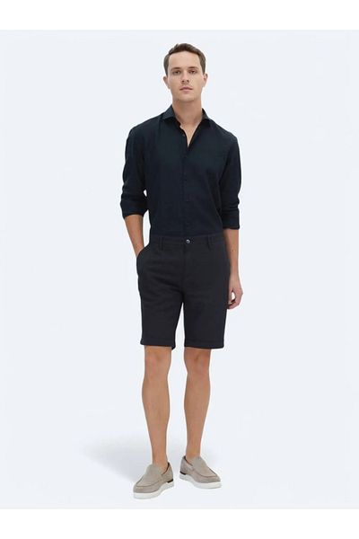 Kip Μαύρο Slim Fit Casual Παντελόνι Βερμούδας