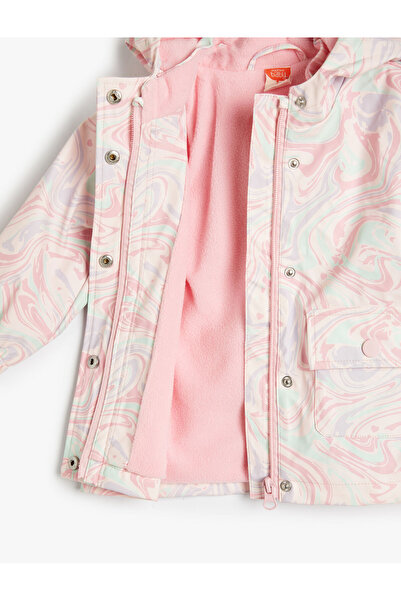 Koton Hooded Raincoat Cotton Lined Waterproof Covered with Pockets