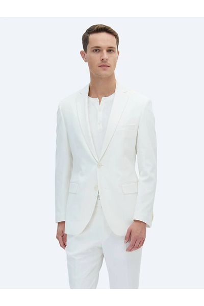 Kip Ecru Plain Slim Fit Suit