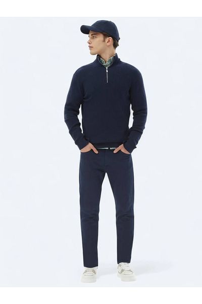 Kip Navy Blue Patterned Knitwear Sweater