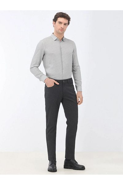 Kip Black Slim Fit Cotton Blend Casual Trousers