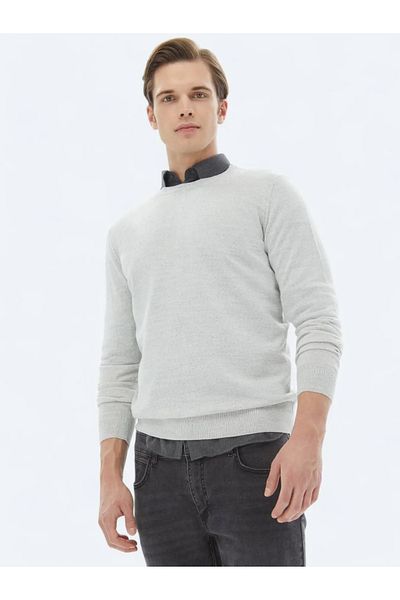 Kip Pulover din tricot din amestec de lână, gri deschis, cu gâtul turn