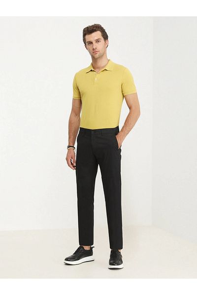 Kip Casual Slim Fit Μαύρο βαμβακερό παντελόνι