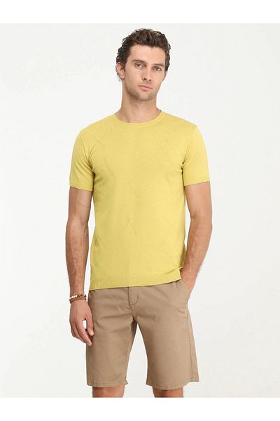 Kip Crew Neck Jacquard Mustard Knitwear