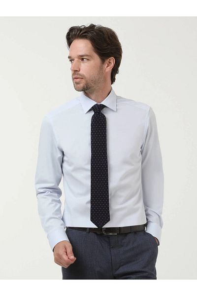 Kip Light Blue Slim Fit Classic Cotton Shirt
