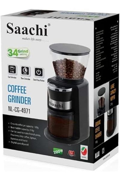 SAACHİ Saachi Coffee Grinder NL-CG-4971 with 34 Grinding Settings, Stainless Steel Blades, Removable Grindi