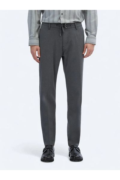 Kip Gray Patterned Woven Jogging Fit Casual Trousers
