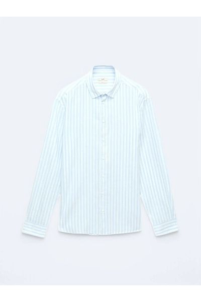 Kip Blue Striped Regular Fit Woven Casual Cotton Blended Shirt