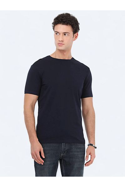 Kip T-shirt Crew Neck Navy Blue Cotton Blend