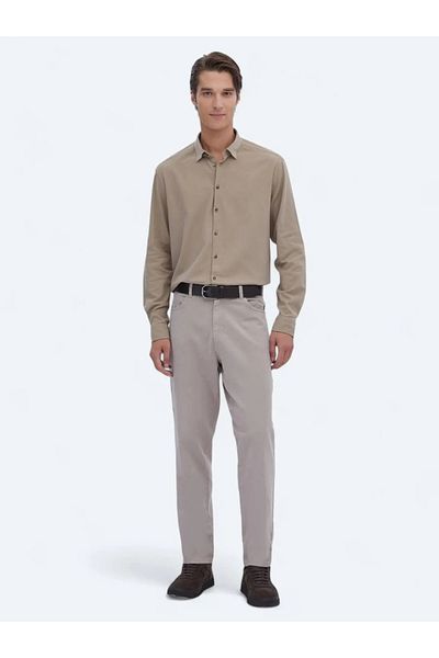 Kip Πουκάμισο σε μπεζ Casual Fit υφαντό βαμβακερό μείγμα