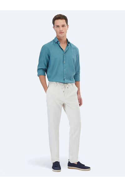 Kip Dark Mint Cotton Blend - Plain Regular Fit Casual Shirt