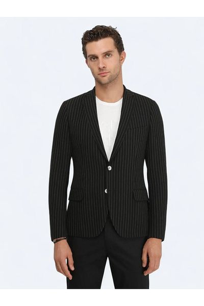 Kip Μαύρο ριγέ Slim Fit Jacket