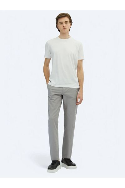 Kip Tricou alb din amestec de bumbac cu decolteu