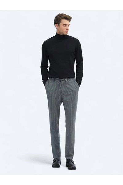 Kip Gray Knitted Jogging Fit Casual Trousers