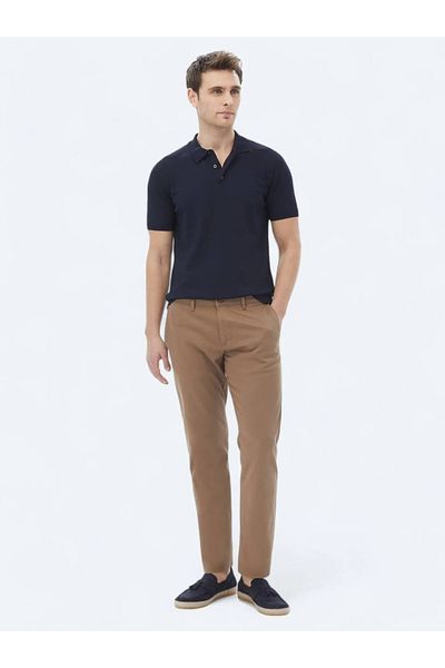 Kip Light Brown Straight Woven Regular Fit Casual Cotton Blended Pants