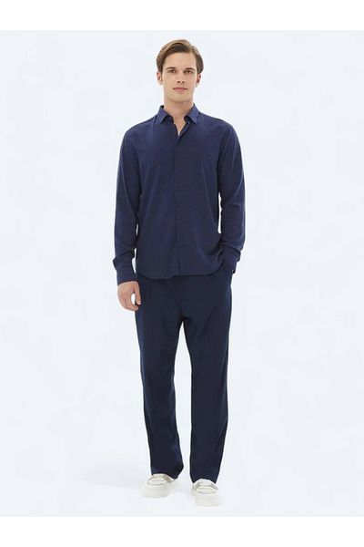 Kip Πλεκτό πουκάμισο με κανονική εφαρμογή Navy Blue