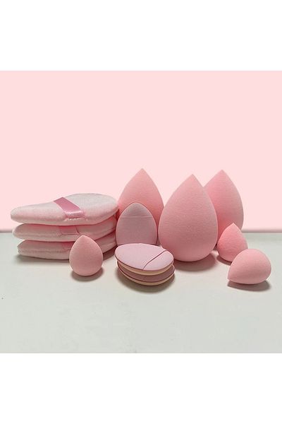 Choice Pink 12pcs Small Medium and Large Combination Set Makeup Puff Essential for Beginners Cosmetic Puff