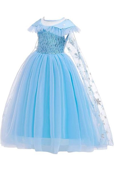 Yelajoy Princess Elsa dress-up, Frozen, with detachable cape and multi-layered fluffy skirt