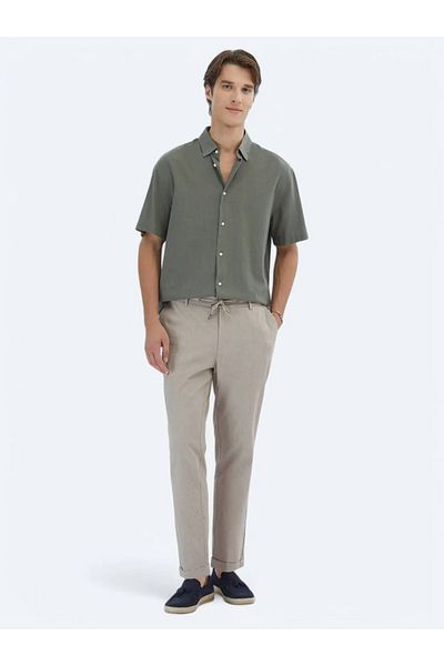 Kip Χακί Oversize Fit Woven Casual πουκάμισο από 100% βαμβάκι