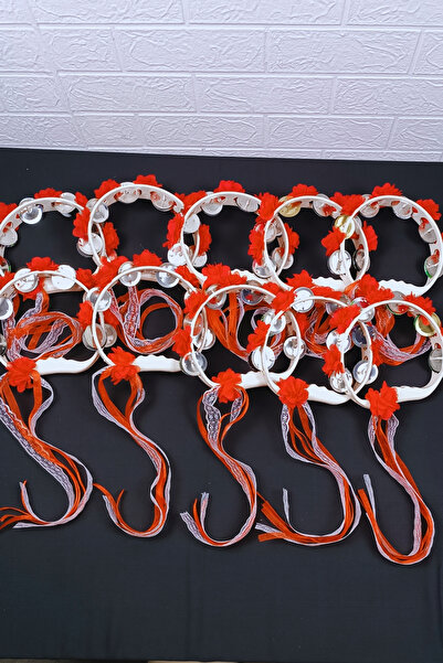 AZREN STORE Kırmızı Süslü Gelin Nedime Tefi Sünnet Düğün Kına Gecesi Def Çıng...