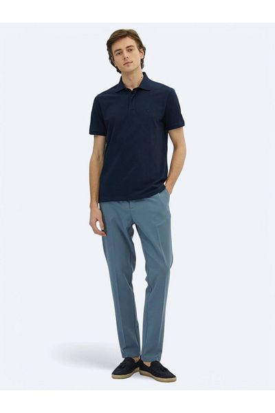 Kip Μπλουζάκι Navy Blue Plain Polo Neck 100% βαμβακερό