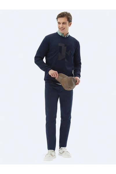 Kip Φούτερ με στάμπα Navy Blue Crew Neck