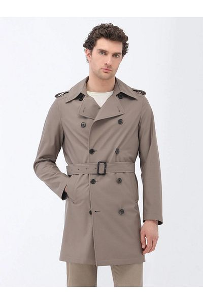 Kip Mink Double Breasted Cut Woven Overcoat