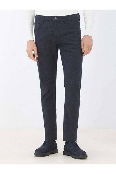 Kip Μπλε Navy Woven Slim Fit Casual Παντελόνι από Βαμβακερό Μείγμα