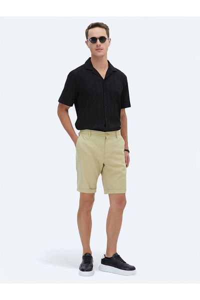Kip Πλεκτές βερμούδες λαδί Πράσινη Slim Fit