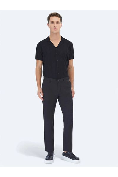 Kip Black Slim Fit Casual Trousers