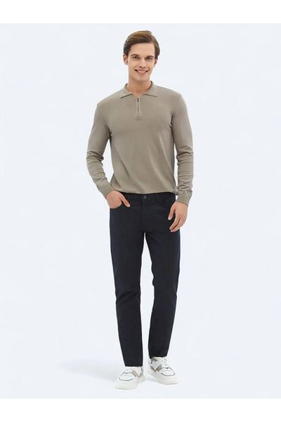 Kip Light Mink Polo Neck Plain Knit Sweater