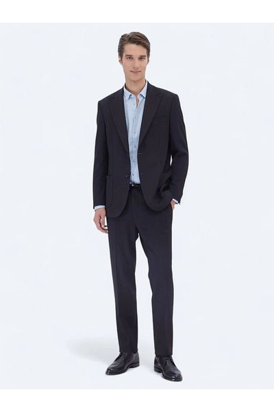 Kip Micro Modern Fit Navy Blue Suit