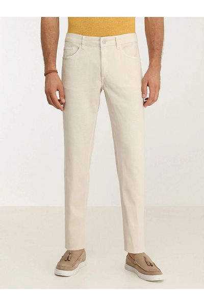Kip Stone Woven Slim Fit Casual Cotton Blend Trousers