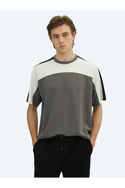 Kip Anthracite Plain Crew Neck T-Shirt
