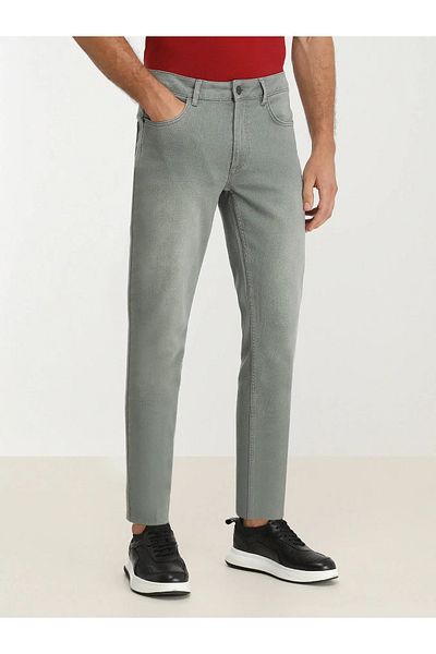 Kip Green Slim Fit Denim Cotton Blend Trousers