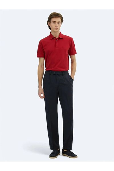 Kip Παντελόνι Casual Loose Fit Navy Blue Woven