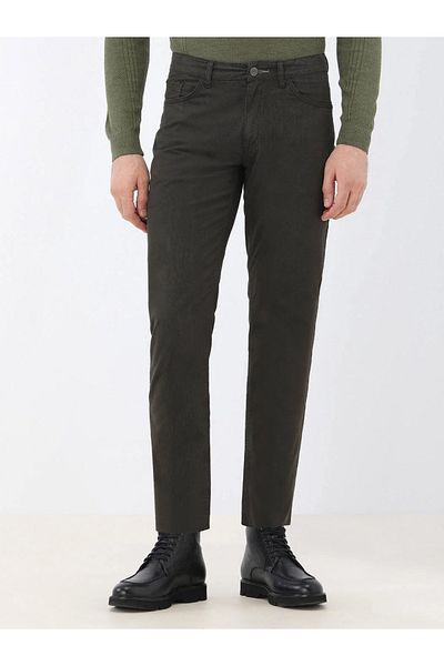 Kip Khaki Slim Fit Casual Cotton Blend Pants