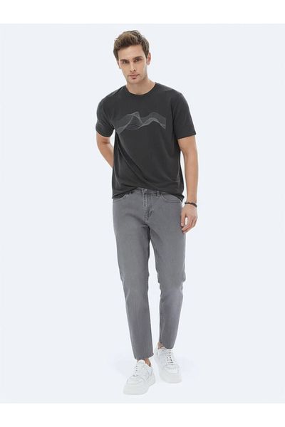 Kip Denim Slim Fit Gray Cotton Blend Pants