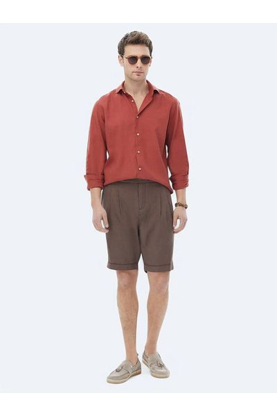 Kip Καφέ υφαντό Carrot Fit Casual Bermuda