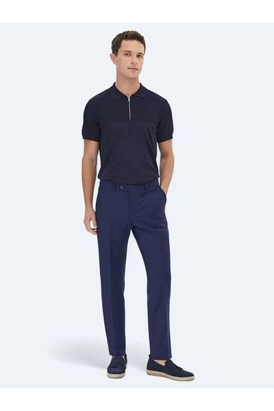 Kip Πλεκτό Navy Blue Polo Neck Jacquard