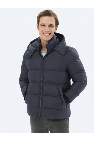 Kip Navy Blue Woven Coat