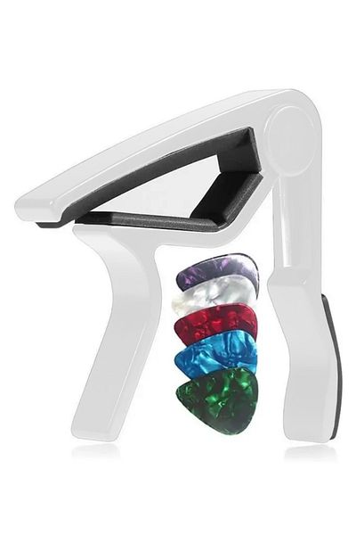 Lastvoice Lct-90Wh Guitar Capo Metal Capo Good Quality 5 Pcs Plectrums Gift