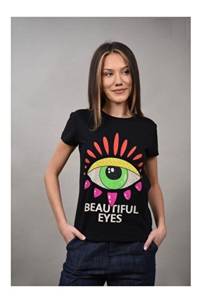 Cocco Rossa TRICOU EYES CU APLICATII STRASURI BRILLANTO Negru M-L